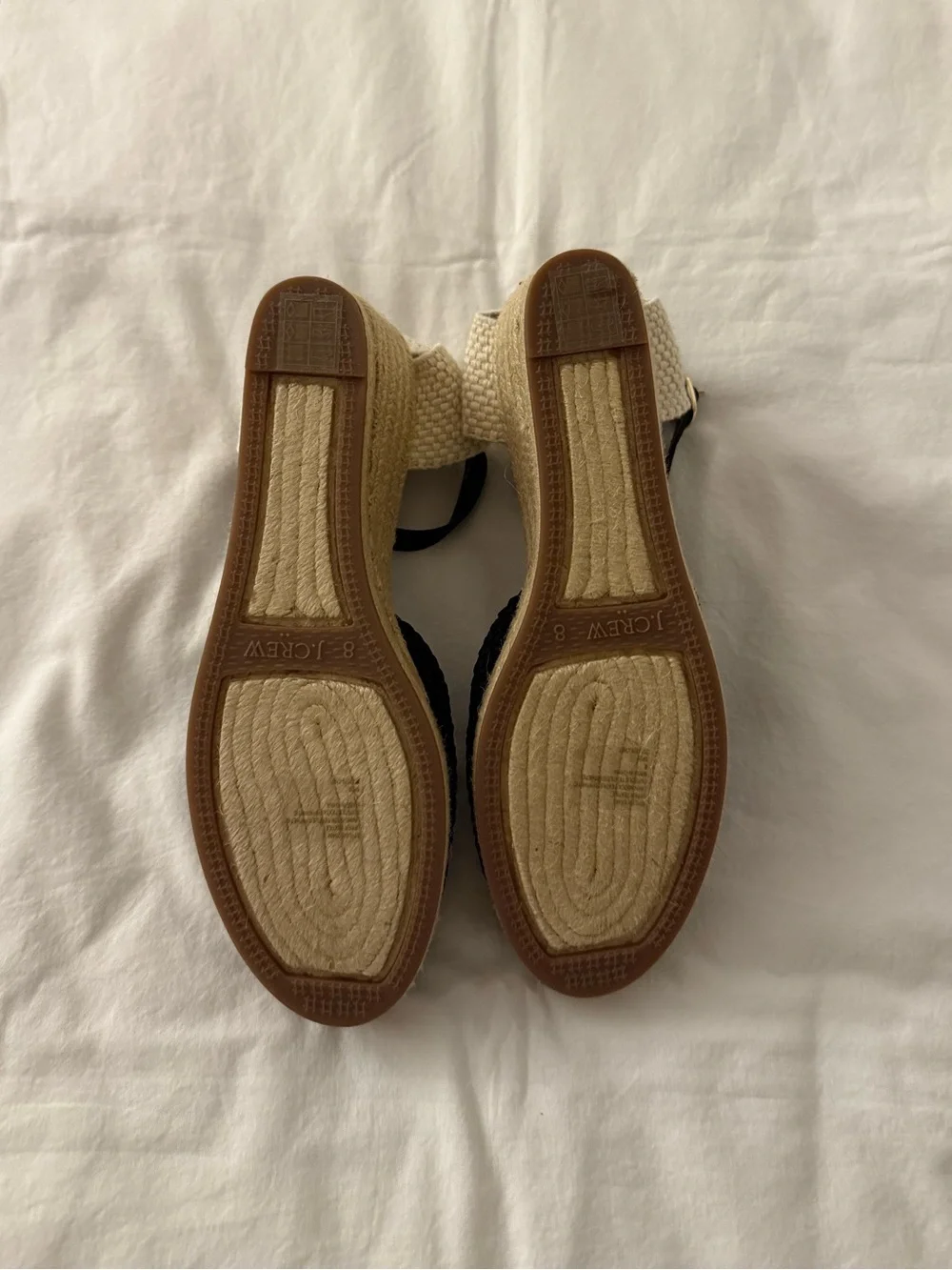 J.Crew Crochet Espadrille Wedges Black Size 8